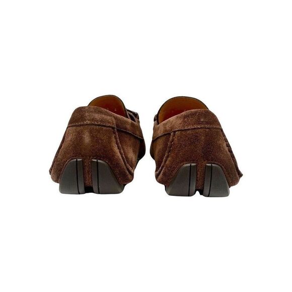 Salvatore Ferragamo Men's Parigi Eco Driver Suede Loafers Gancini Bit Brown 8 - Picture 7 of 10
